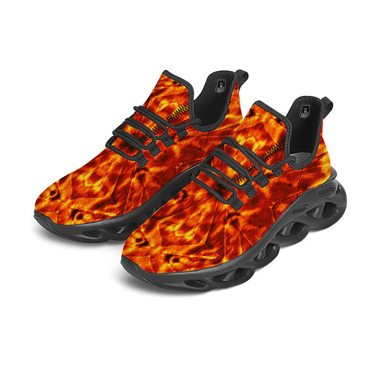 Kaleidoscope Flame Print Black Running Shoes-grizzshop