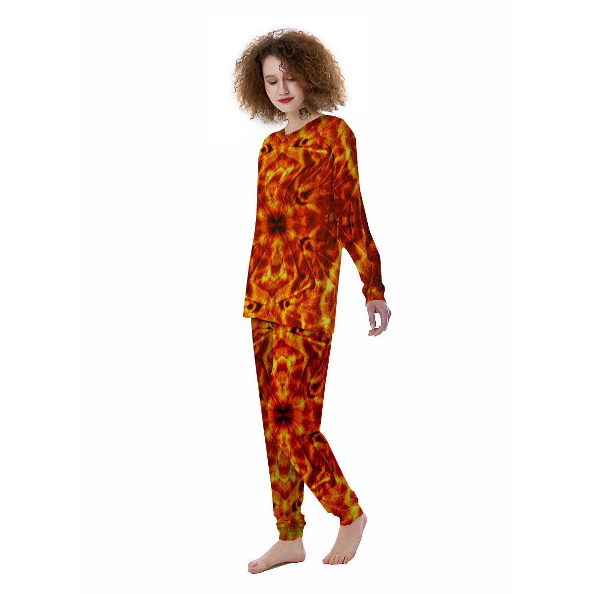 Kaleidoscope Flame Print Women's Pajamas-grizzshop