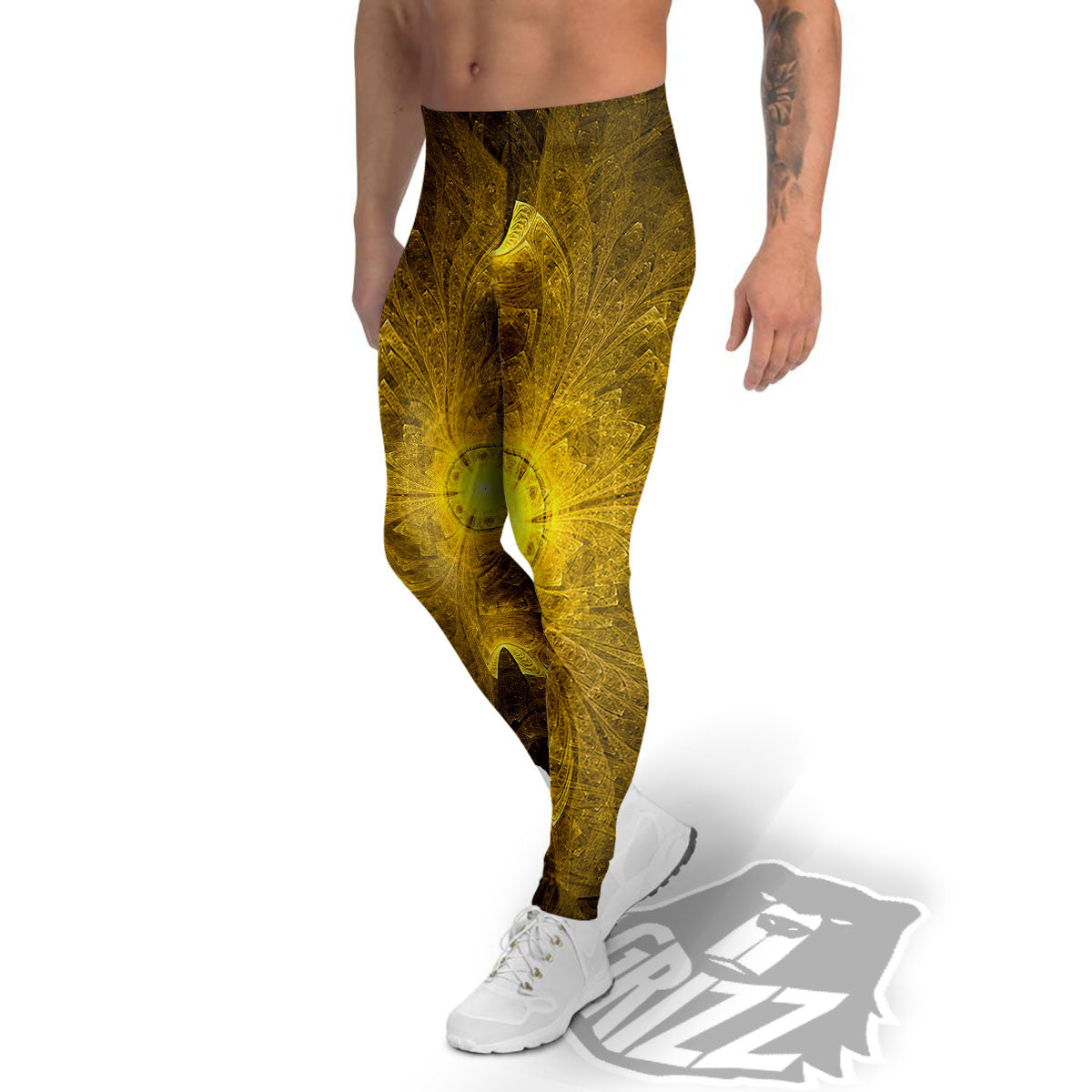 Kaleidoscope Golden Print Men's Leggings-grizzshop