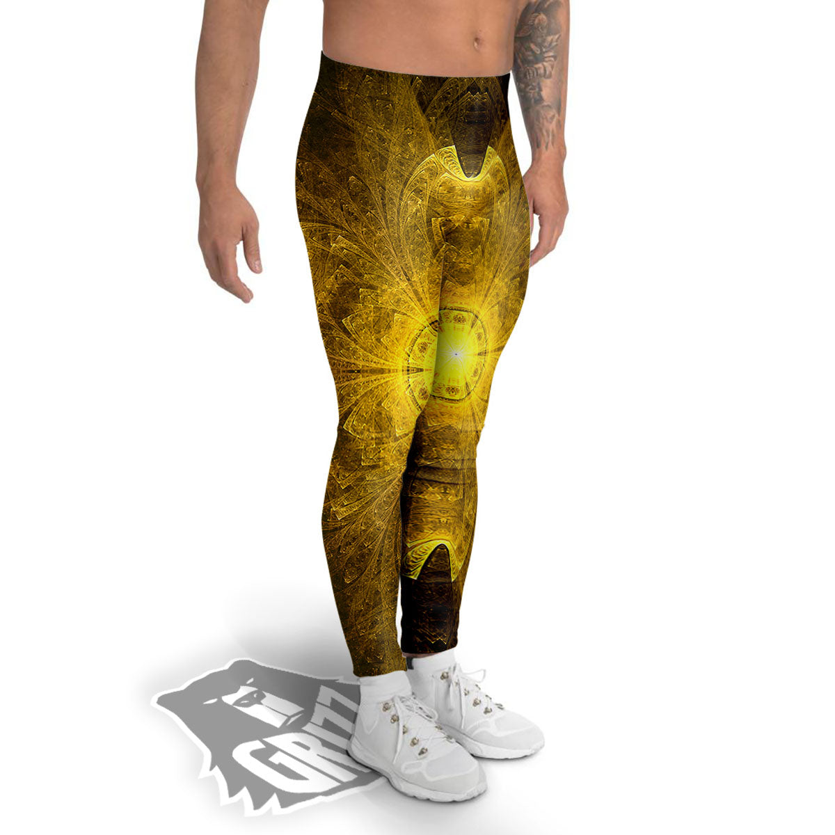 Kaleidoscope Golden Print Men's Leggings-grizzshop