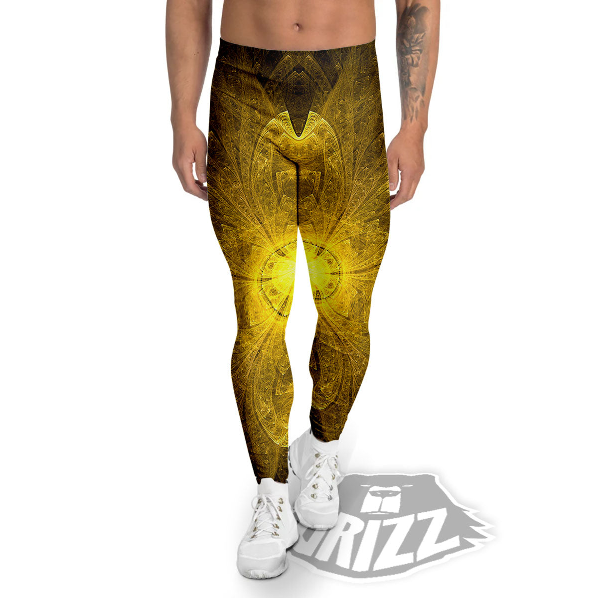 Kaleidoscope Golden Print Men's Leggings-grizzshop