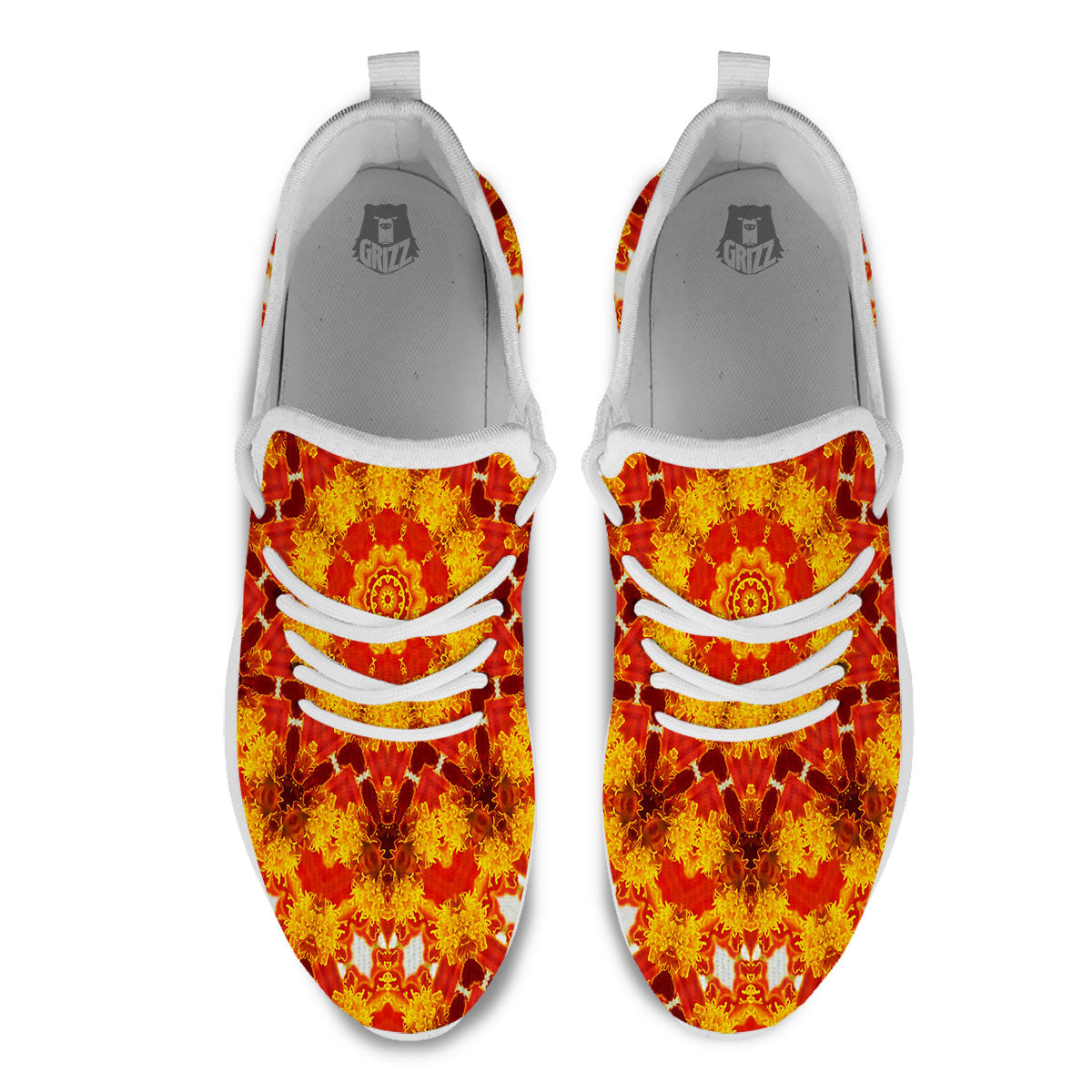 Kaleidoscope Orange Print White Athletic Shoes-grizzshop