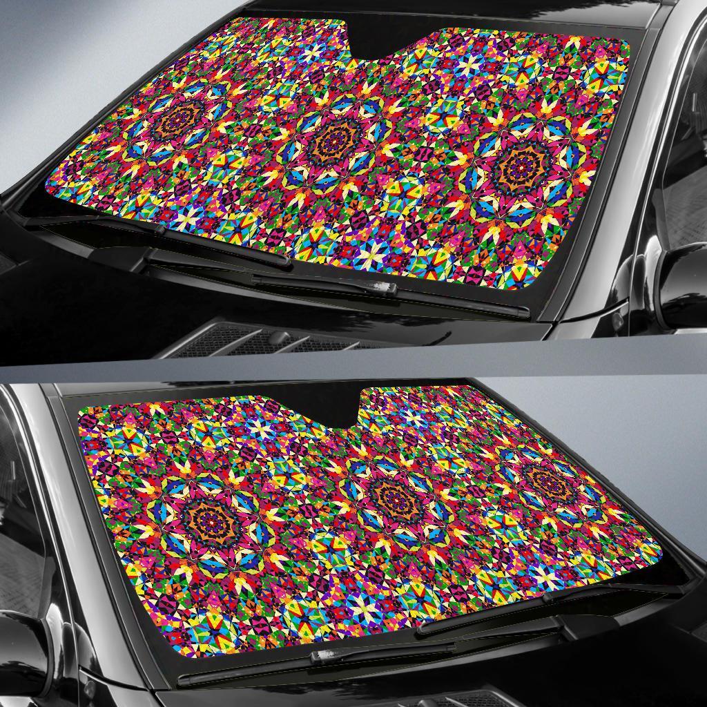 Kaleidoscope Pattern Print Car Sun Shade-grizzshop
