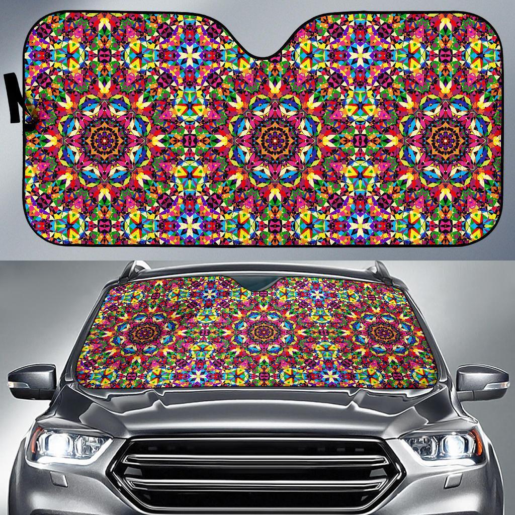 Kaleidoscope Pattern Print Car Sun Shade-grizzshop