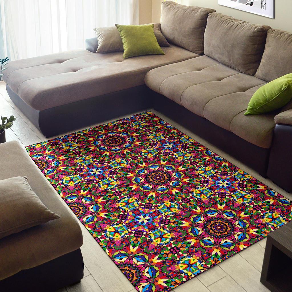 Kaleidoscope Pattern Print Floor Mat-grizzshop