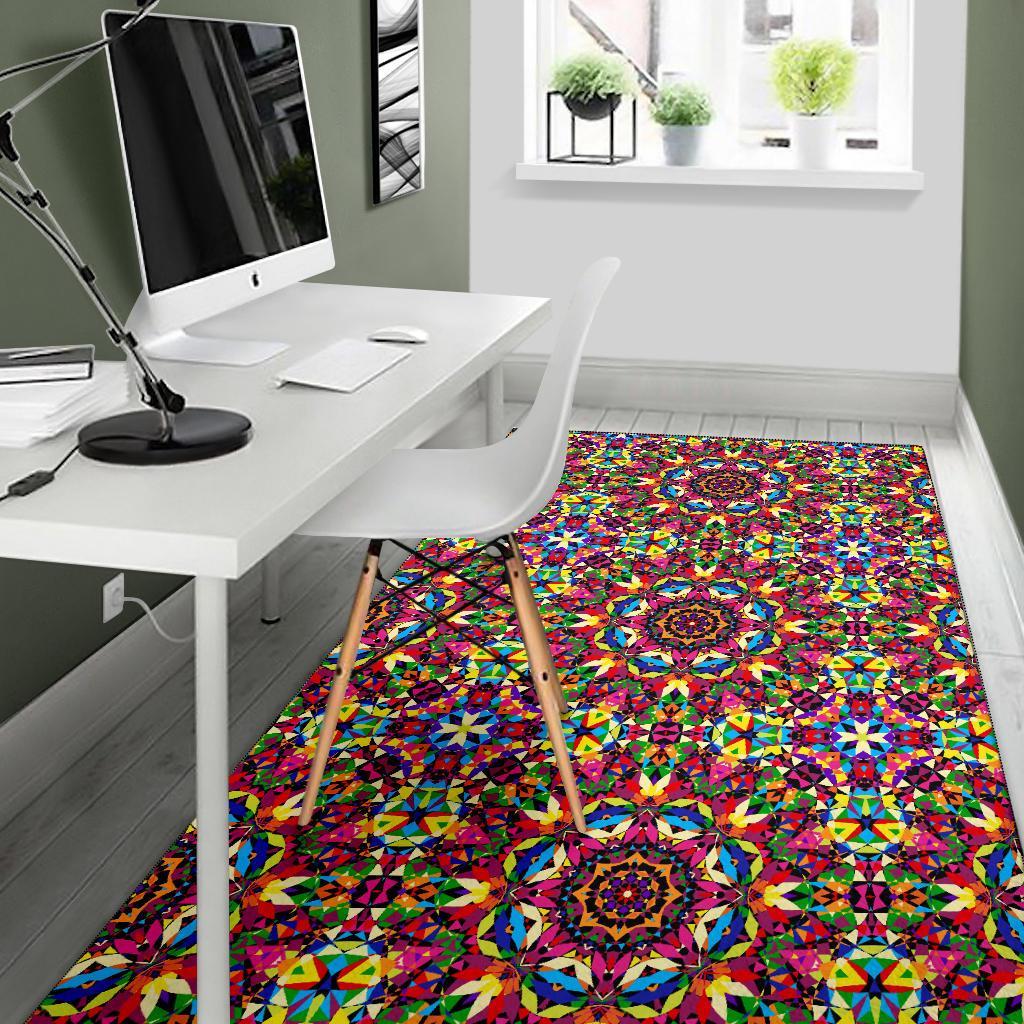 Kaleidoscope Pattern Print Floor Mat-grizzshop