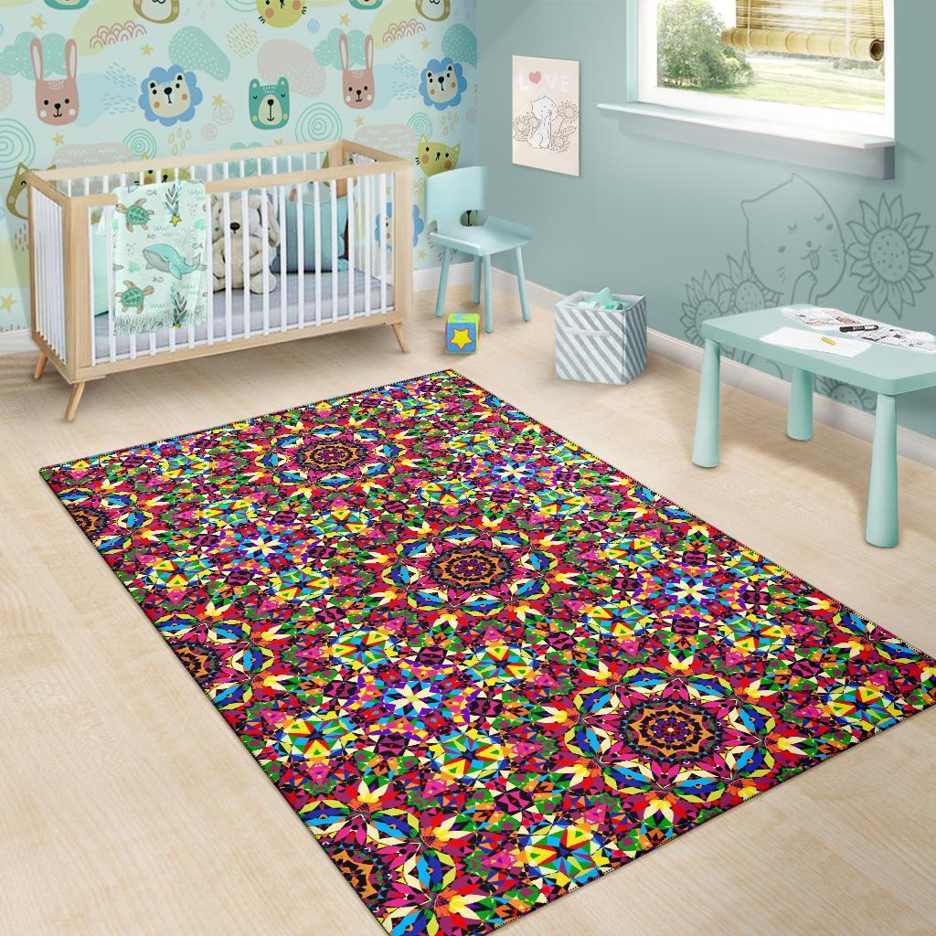 Kaleidoscope Pattern Print Floor Mat-grizzshop