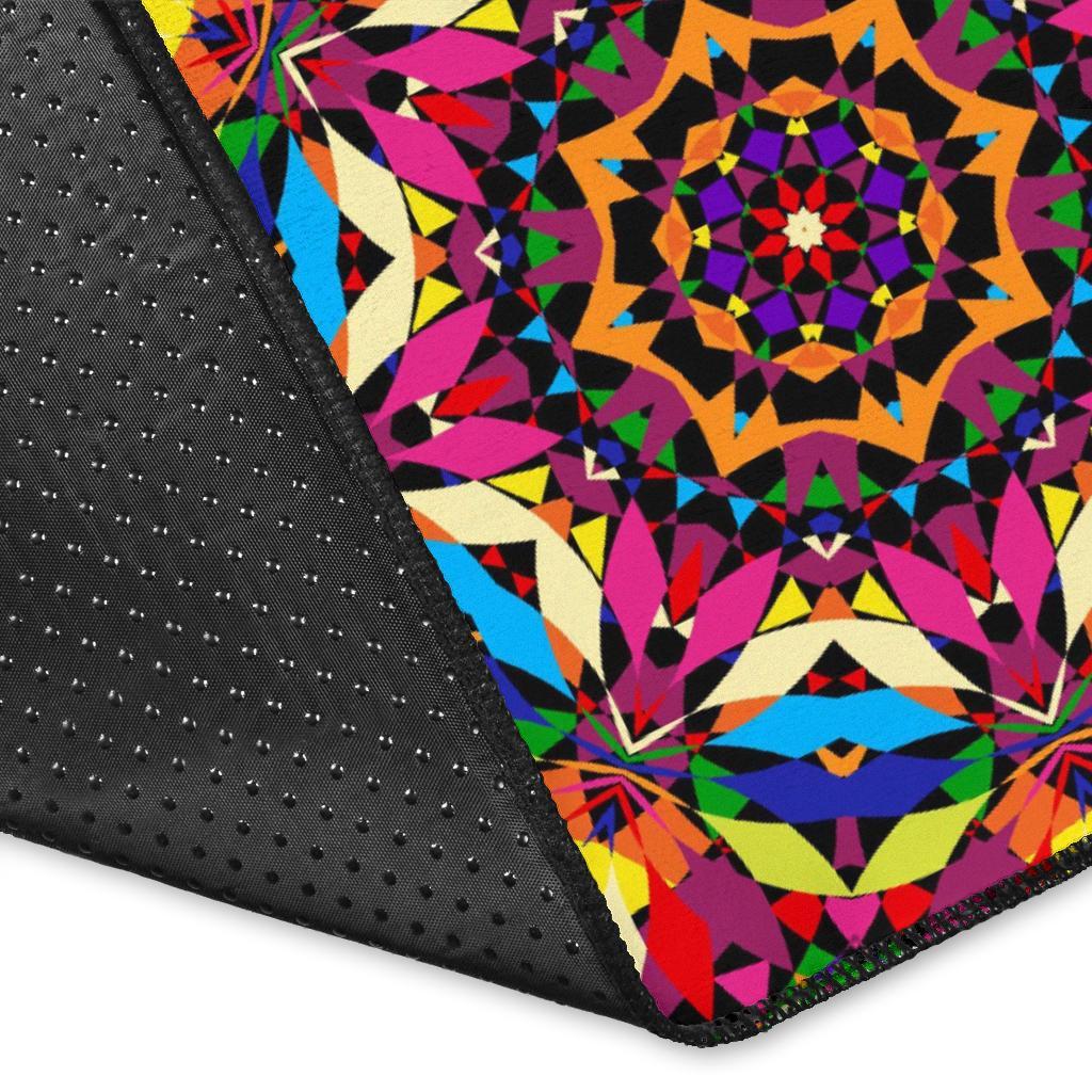 Kaleidoscope Pattern Print Floor Mat-grizzshop