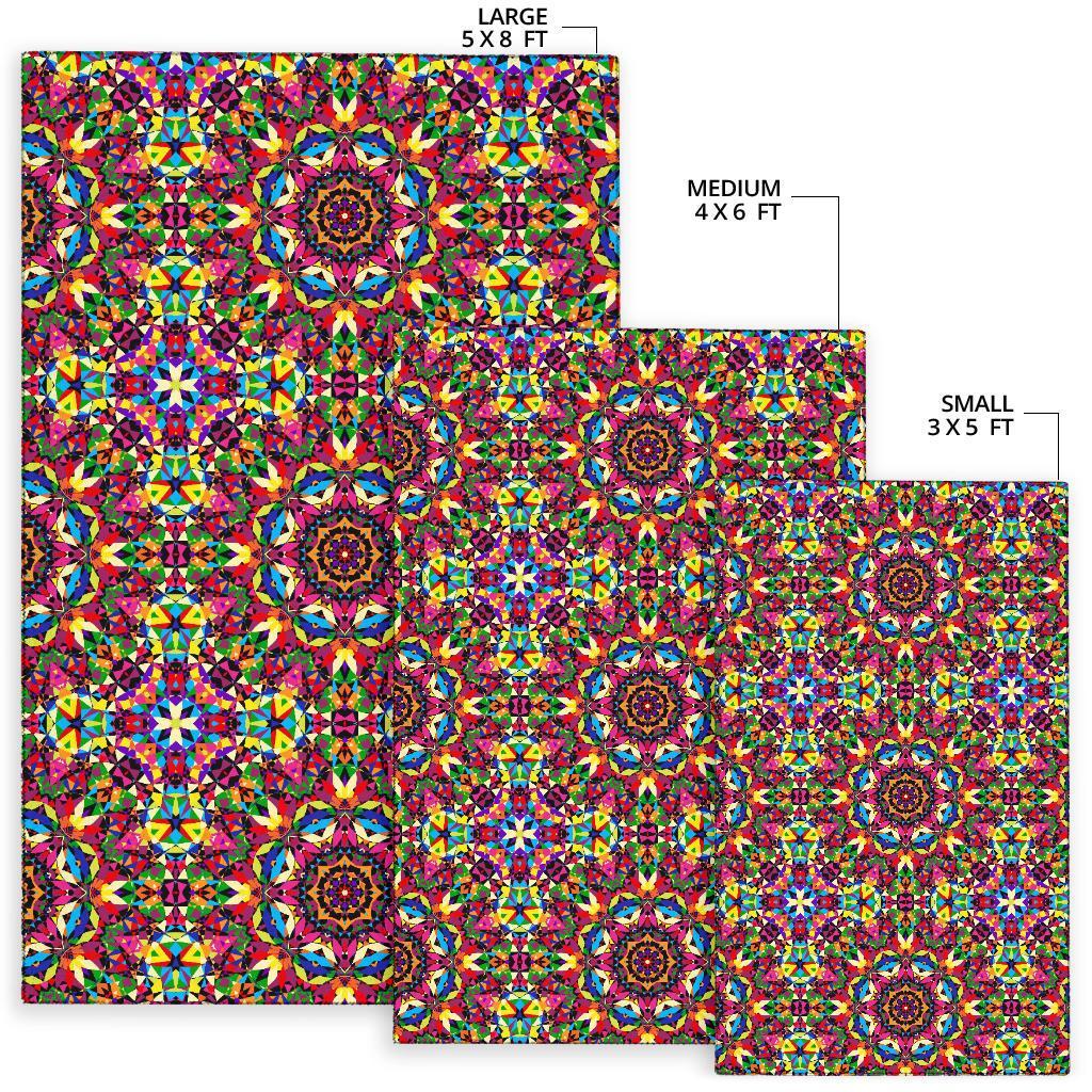 Kaleidoscope Pattern Print Floor Mat-grizzshop