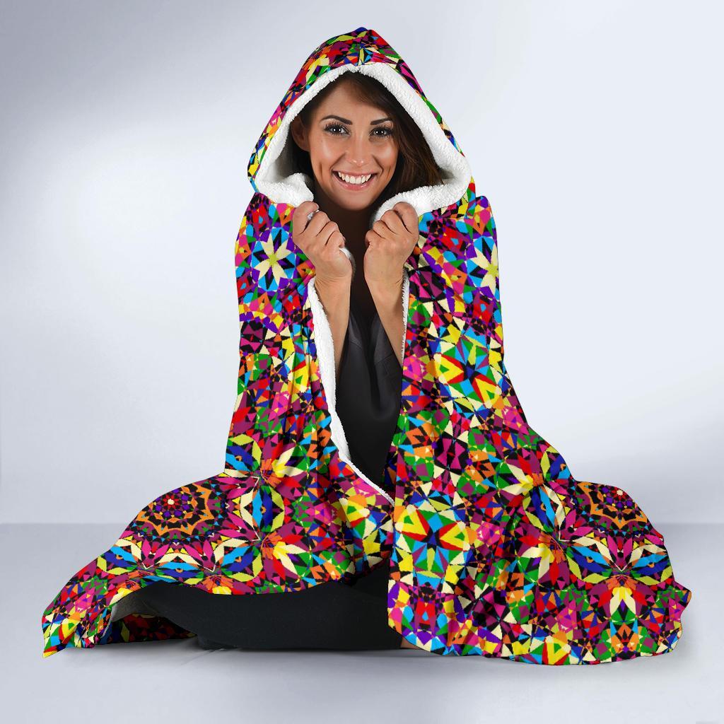 Kaleidoscope Pattern Print Hooded Blanket-grizzshop