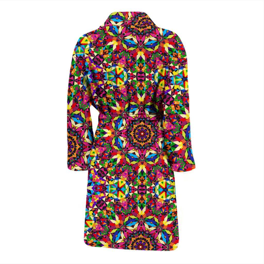 Kaleidoscope Pattern Print Men Long Robe-grizzshop