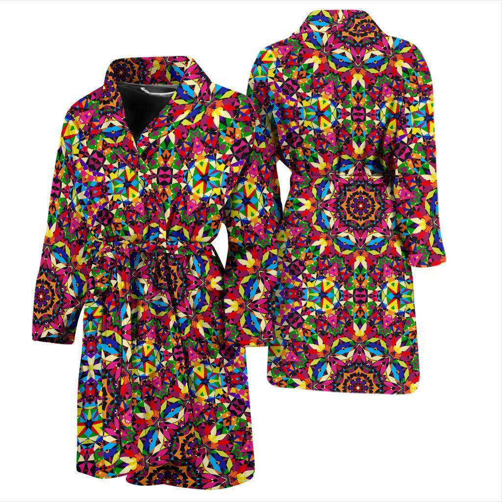 Kaleidoscope Pattern Print Men Long Robe-grizzshop