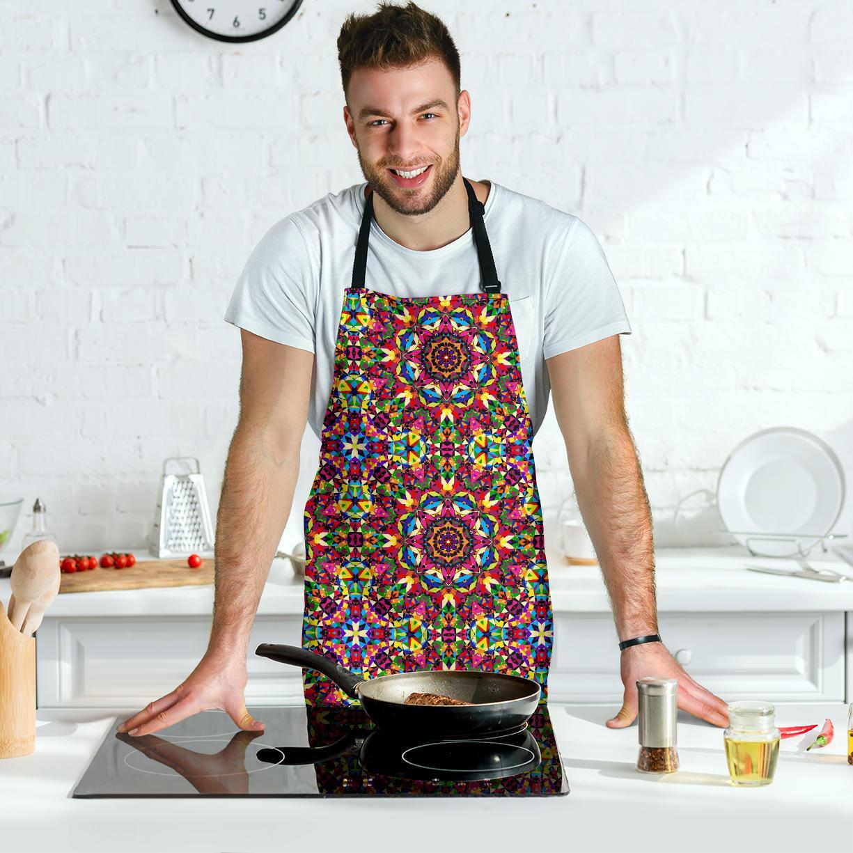 Kaleidoscope Pattern Print Men's Apron-grizzshop