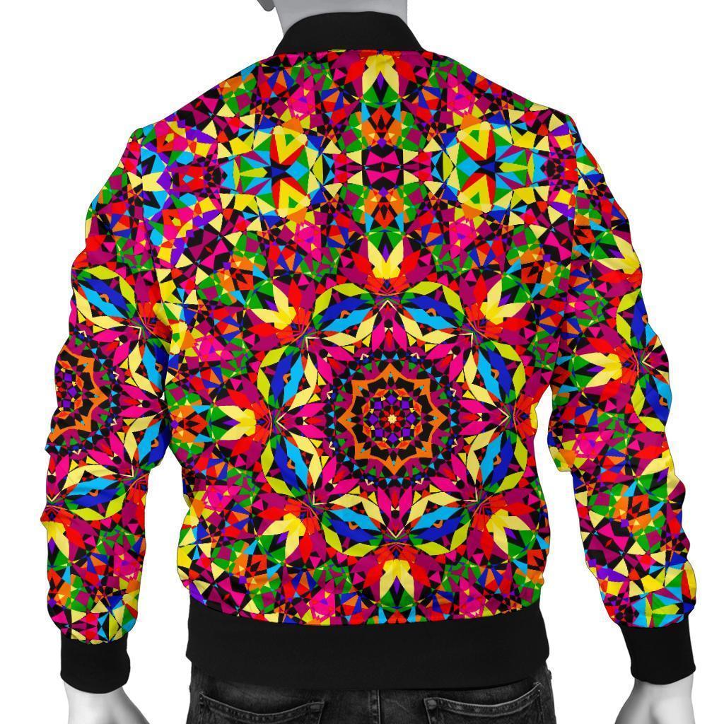 Kaleidoscope Pattern Print Men's Bomber Jacket-grizzshop