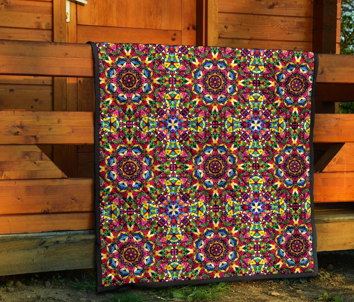 Kaleidoscope Pattern Print Quilt-grizzshop