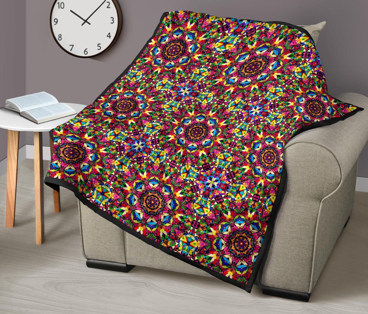 Kaleidoscope Pattern Print Quilt-grizzshop
