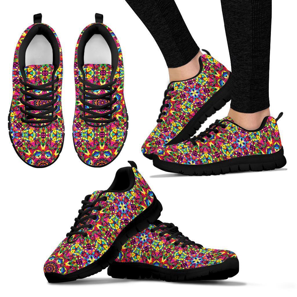 Kaleidoscope Pattern Print Sneaker Shoes For Men Women-grizzshop