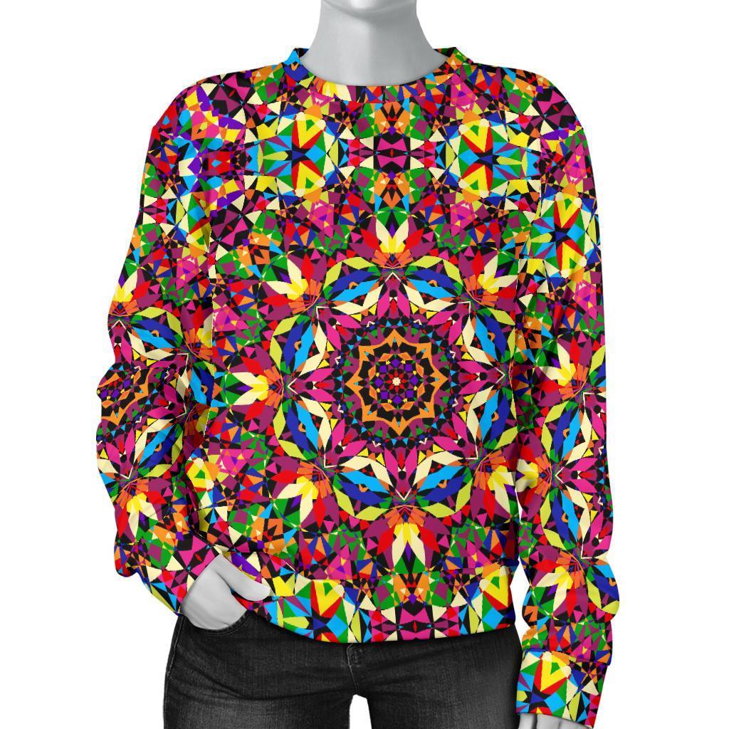 Kaleidoscope Pattern Print Women's Sweatshirt-grizzshop