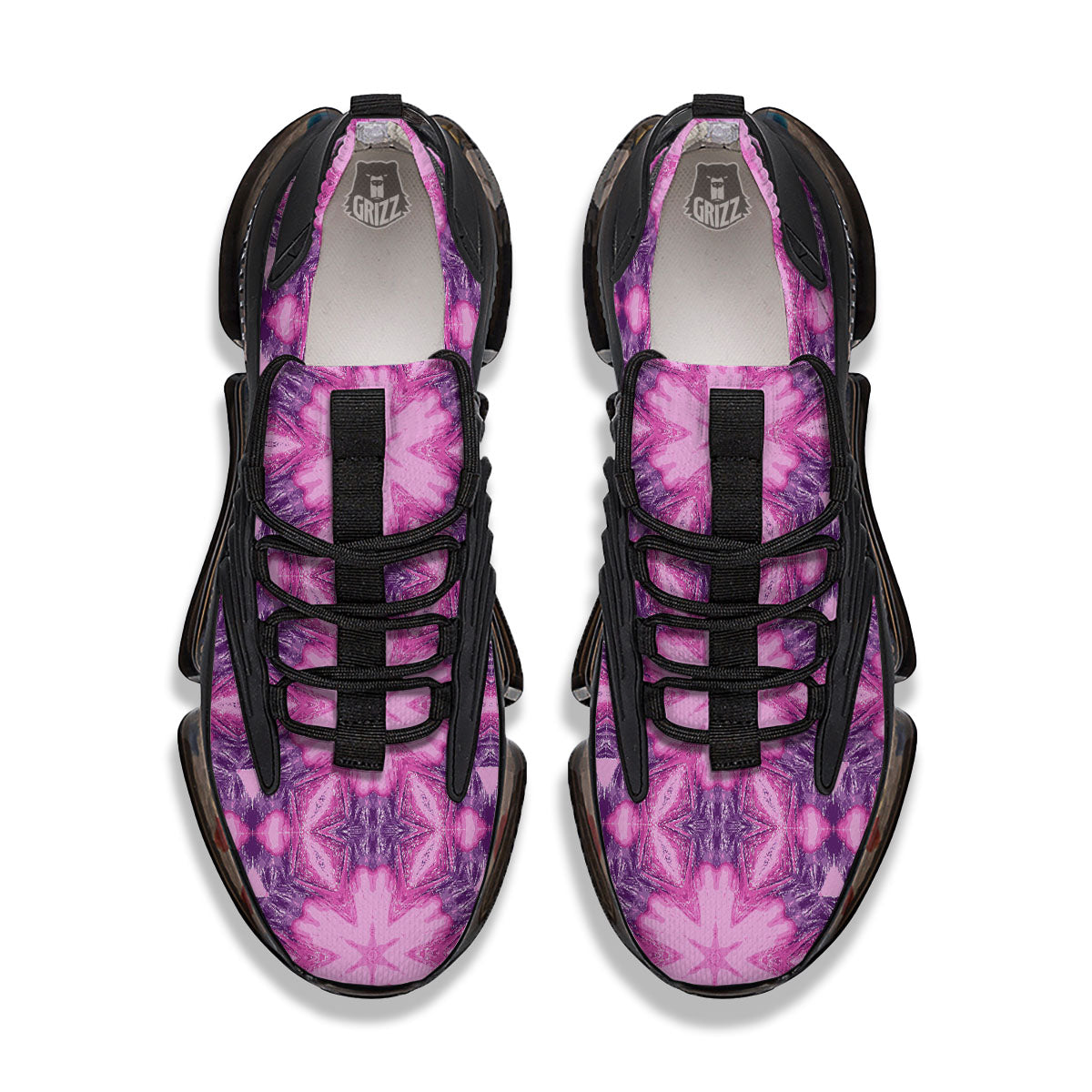 Kaleidoscope Pink Print Pattern Black Gym Shoes-grizzshop
