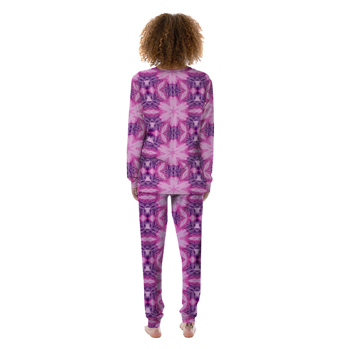 Kaleidoscope Pink Print Pattern Women's Pajamas-grizzshop