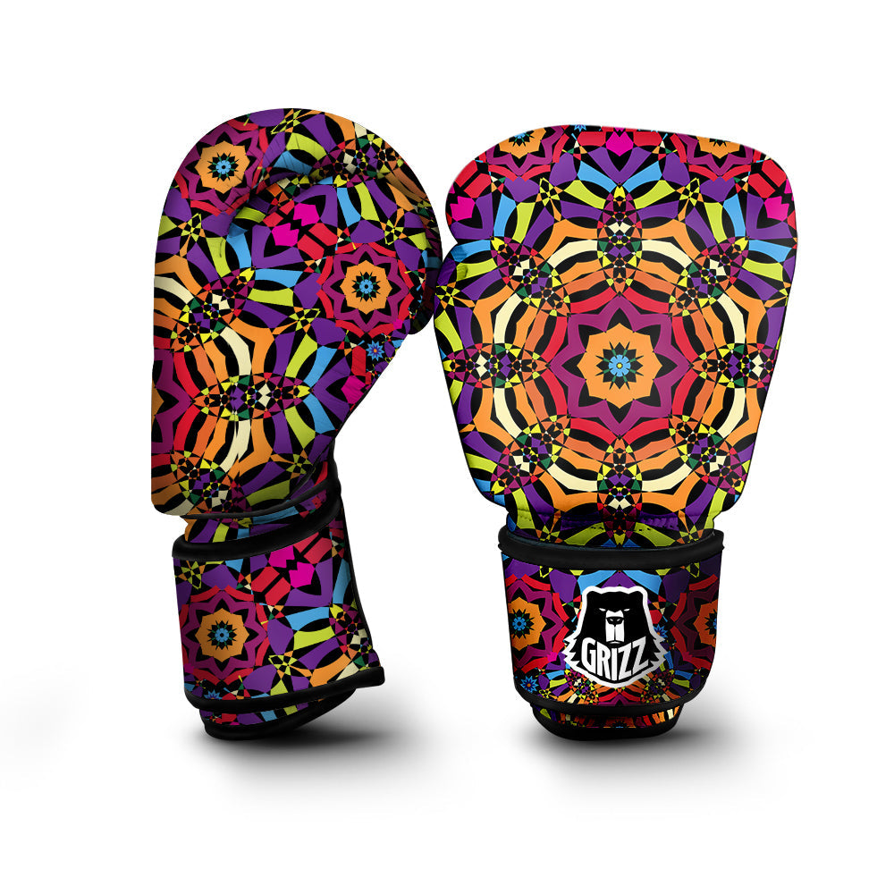 Kaleidoscope Psychedelic Colorful Print Boxing Gloves-grizzshop