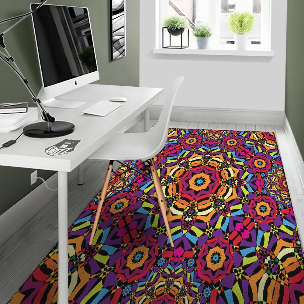 Kaleidoscope Psychedelic Colorful Print Floor Mat-grizzshop