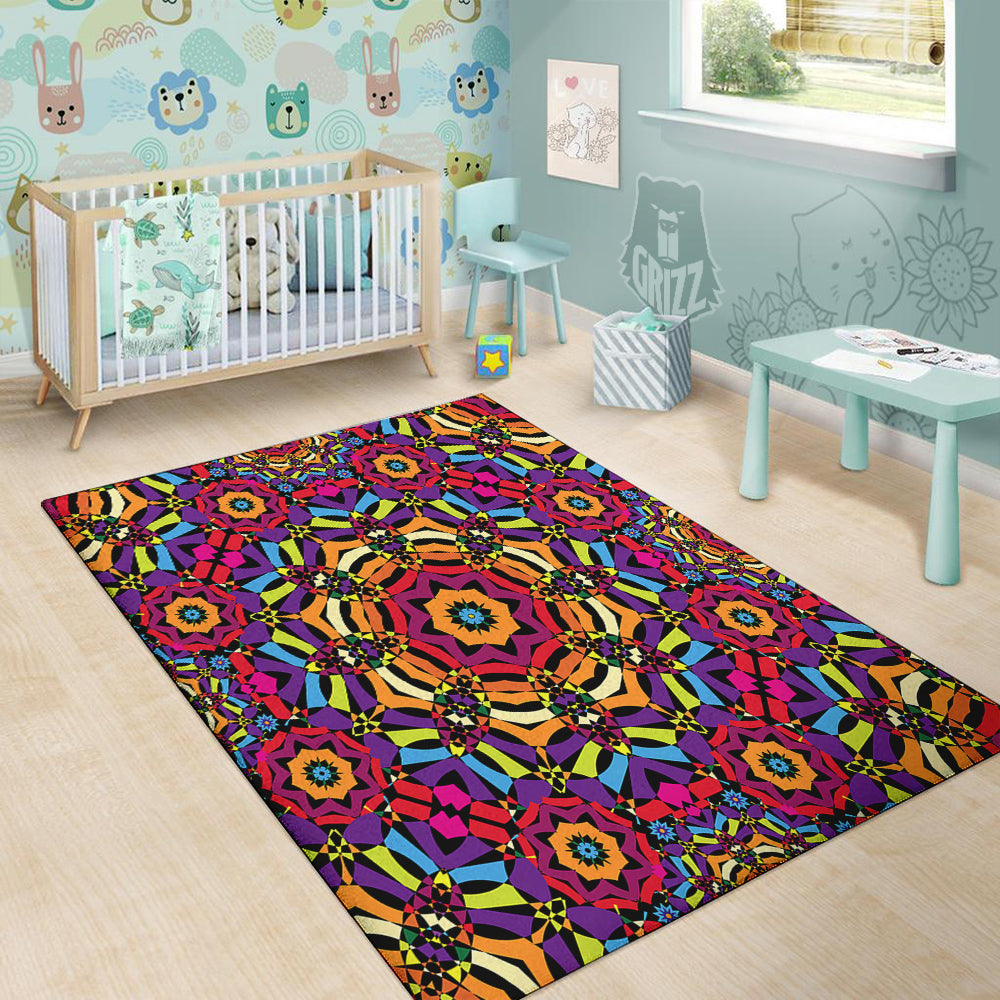 Kaleidoscope Psychedelic Colorful Print Floor Mat-grizzshop