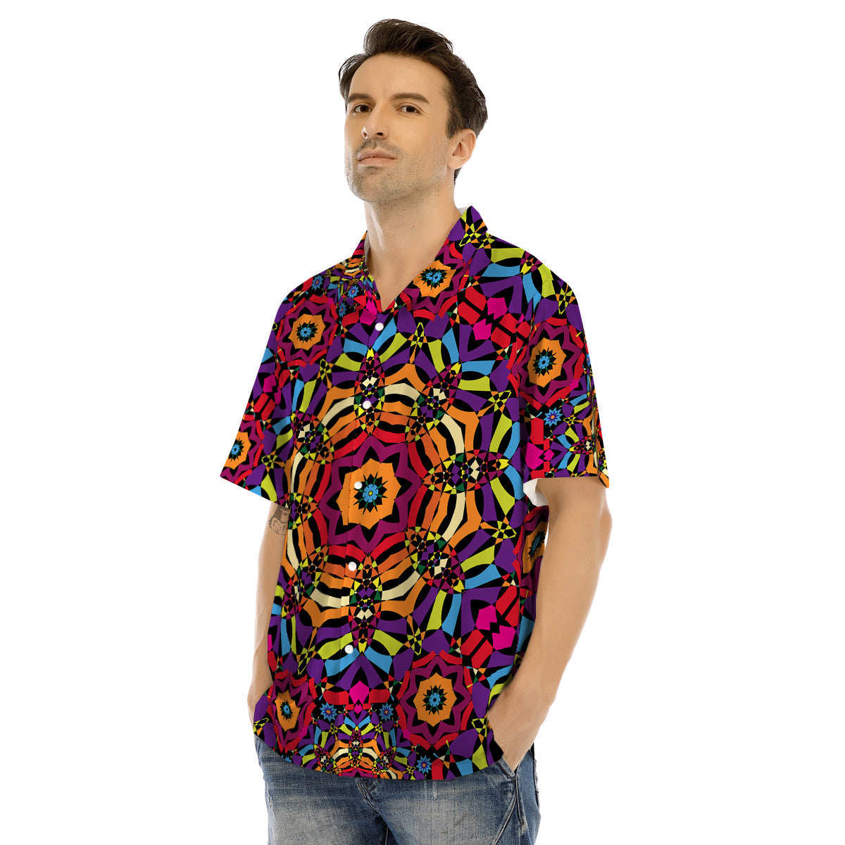 Kaleidoscope Psychedelic Colorful Print Men's Hawaiian Shirt-grizzshop