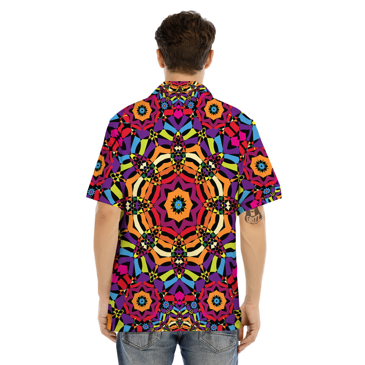 Kaleidoscope Psychedelic Colorful Print Men's Hawaiian Shirt-grizzshop
