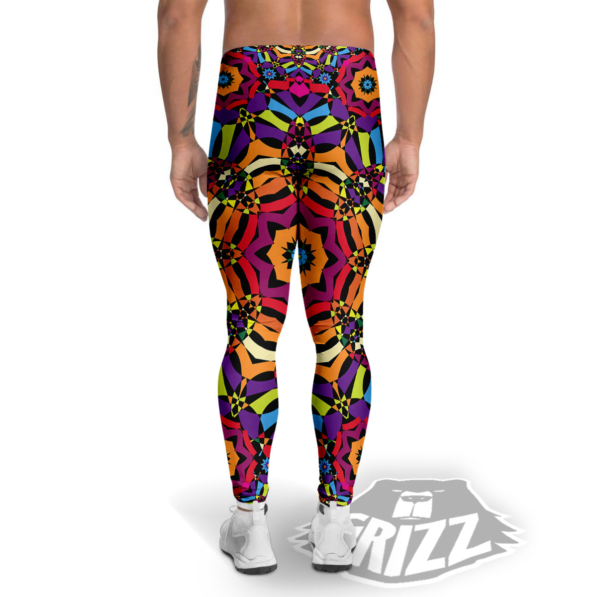 Kaleidoscope Psychedelic Colorful Print Men's Leggings-grizzshop