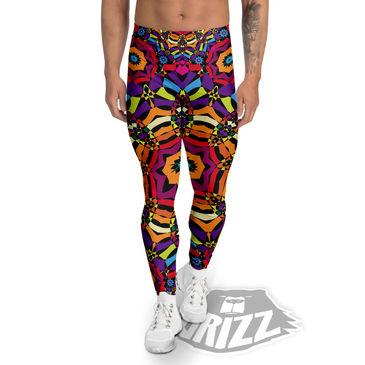 Kaleidoscope Psychedelic Colorful Print Men's Leggings-grizzshop