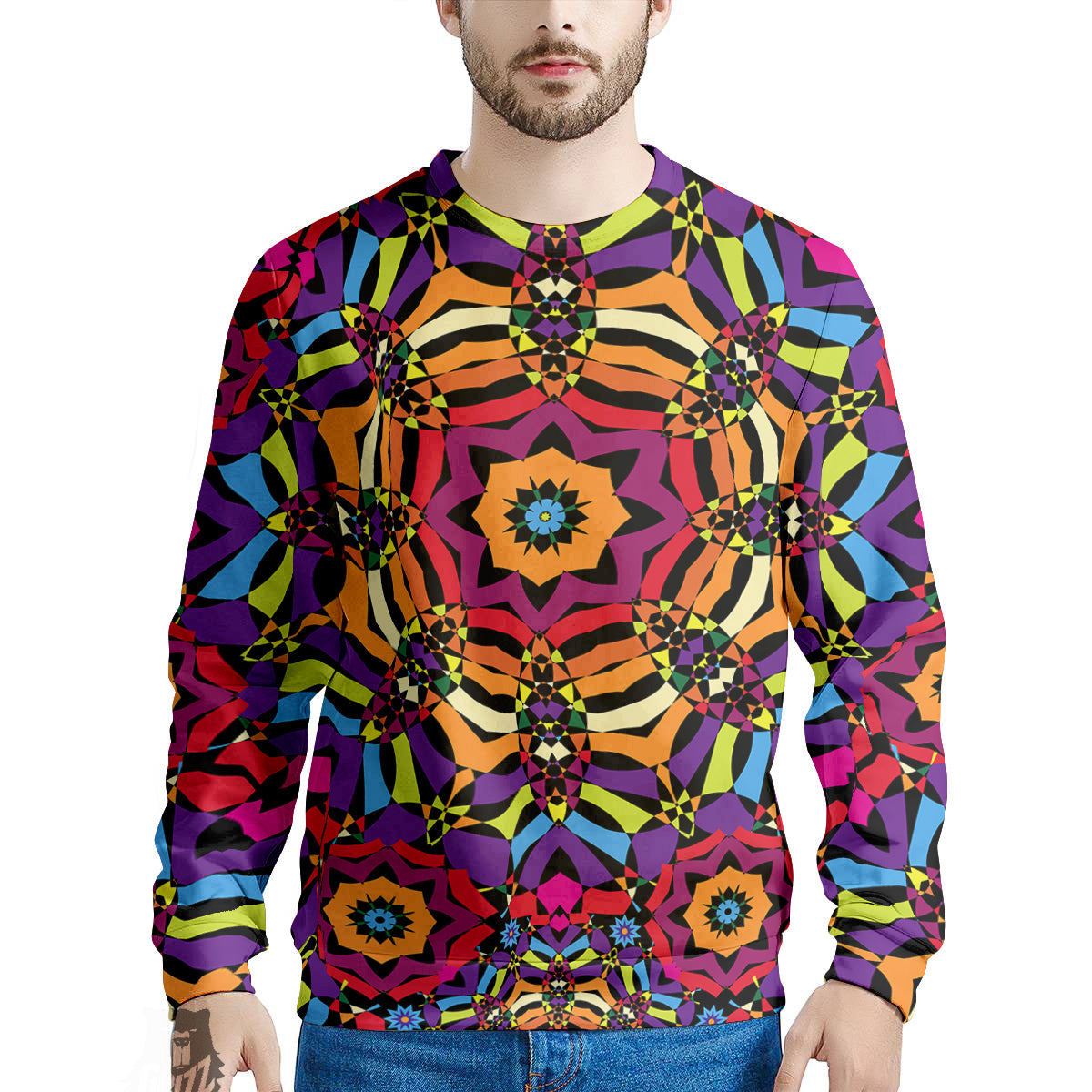 Kaleidoscope Psychedelic Colorful Print Men's Sweatshirt-grizzshop