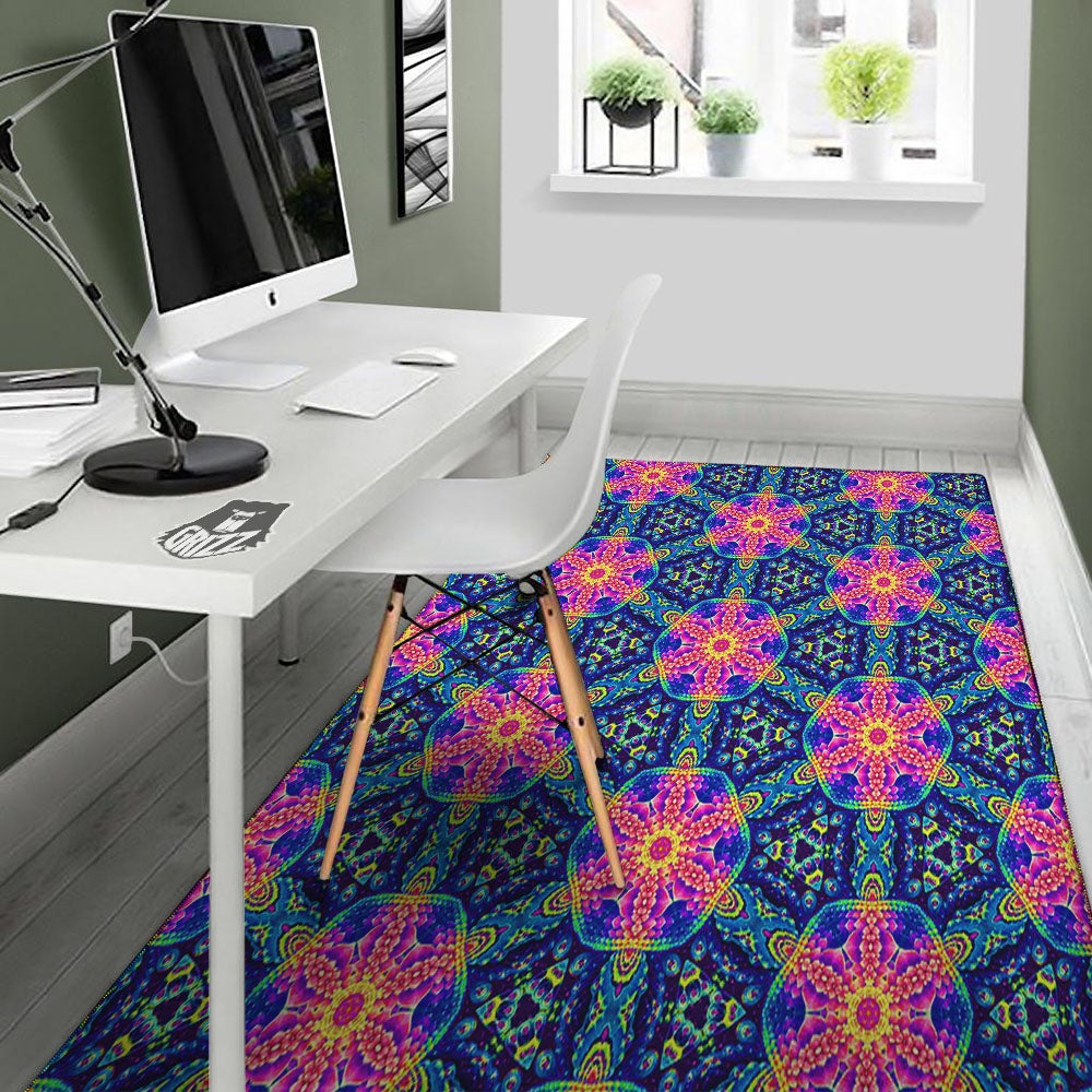 Kaleidoscope Psychedelic Print Pattern Floor Mat-grizzshop