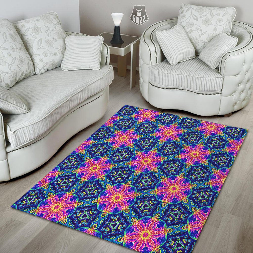 Kaleidoscope Psychedelic Print Pattern Floor Mat-grizzshop