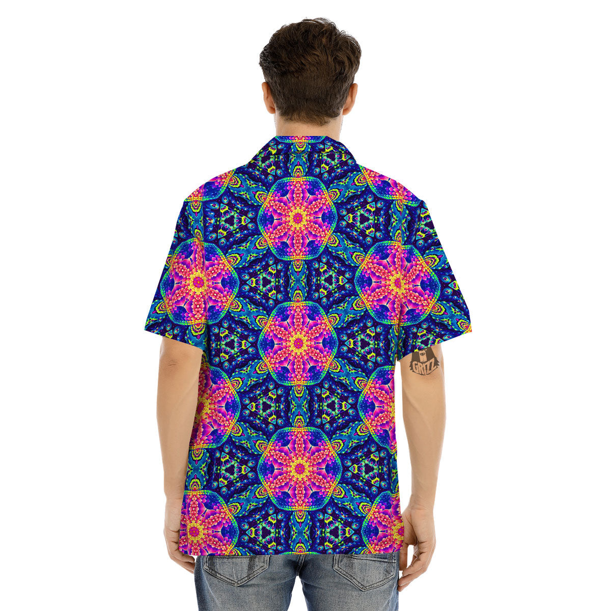 Kaleidoscope Psychedelic Print Pattern Men's Hawaiian Shirt-grizzshop