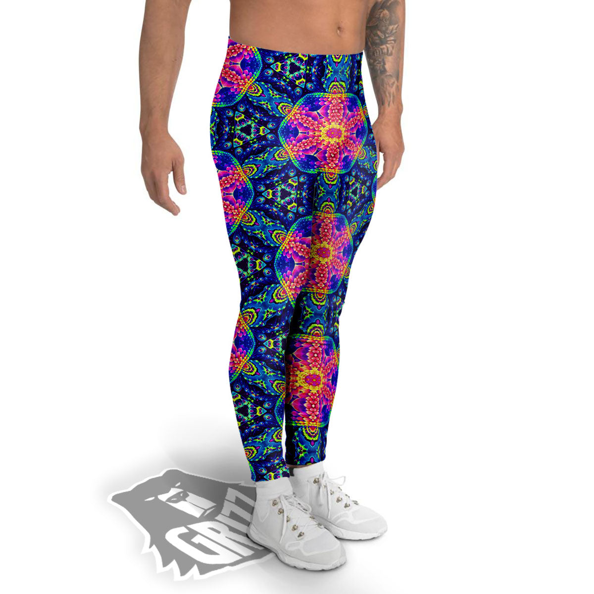 Kaleidoscope Psychedelic Print Pattern Men's Leggings-grizzshop