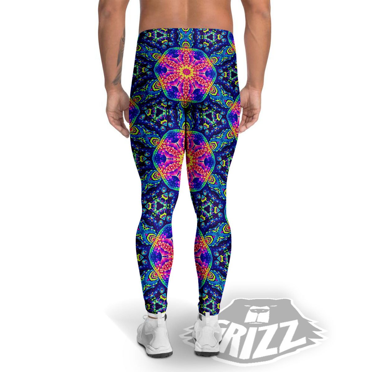 Kaleidoscope Psychedelic Print Pattern Men's Leggings-grizzshop
