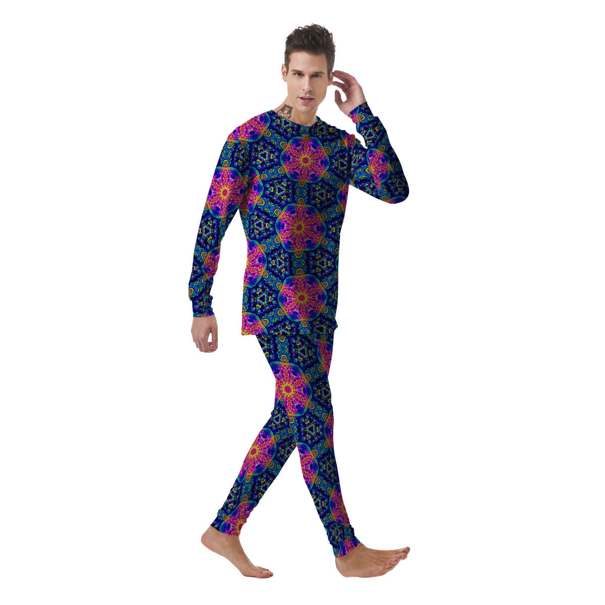 Kaleidoscope Psychedelic Print Pattern Men's Pajamas-grizzshop