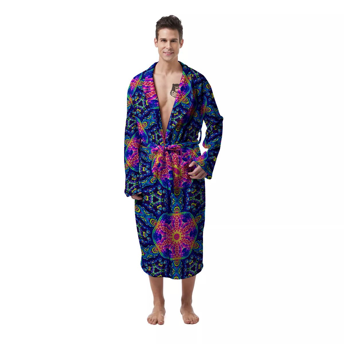 Kaleidoscope Psychedelic Print Pattern Men's Robe-grizzshop