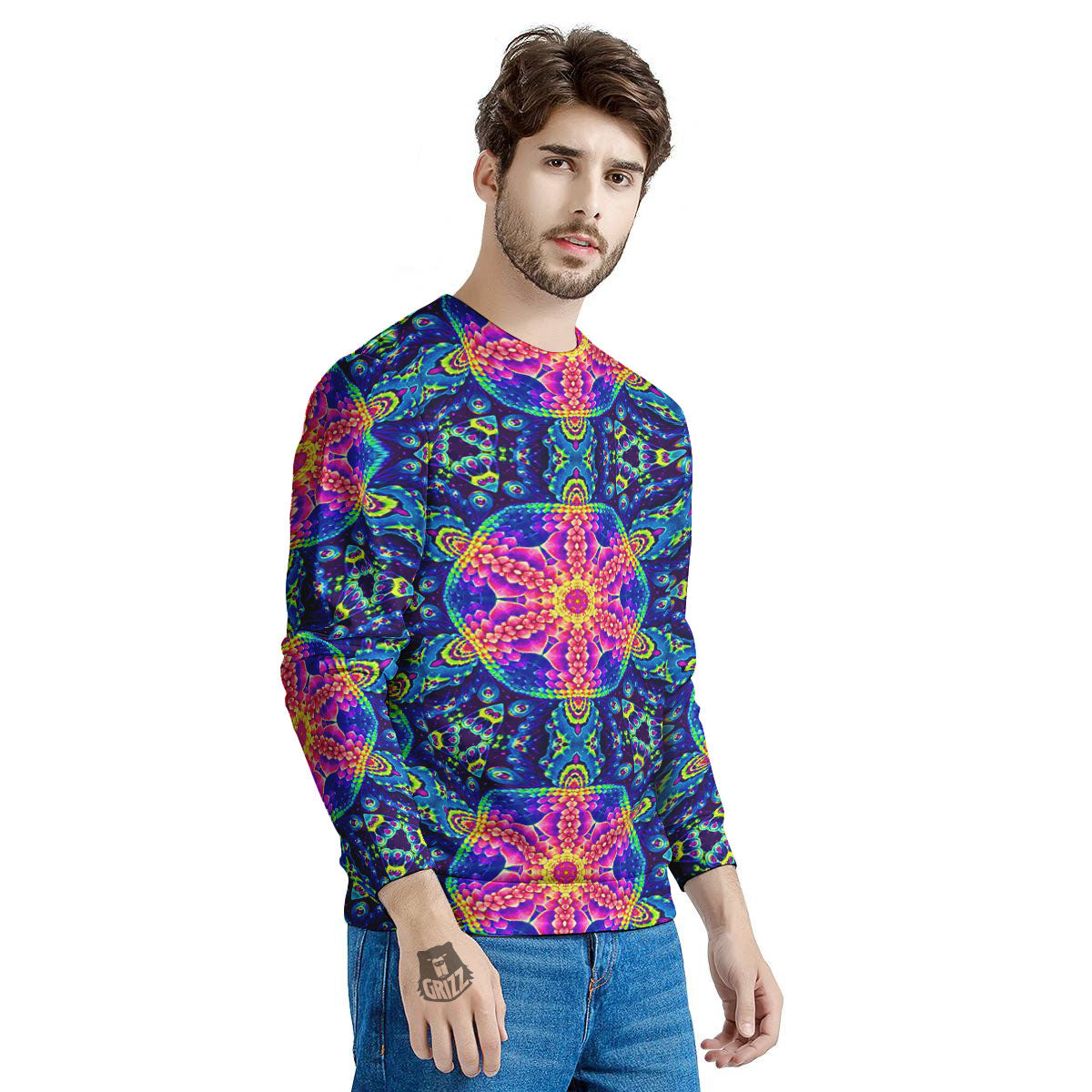 Kaleidoscope Psychedelic Print Pattern Men's Sweatshirt-grizzshop