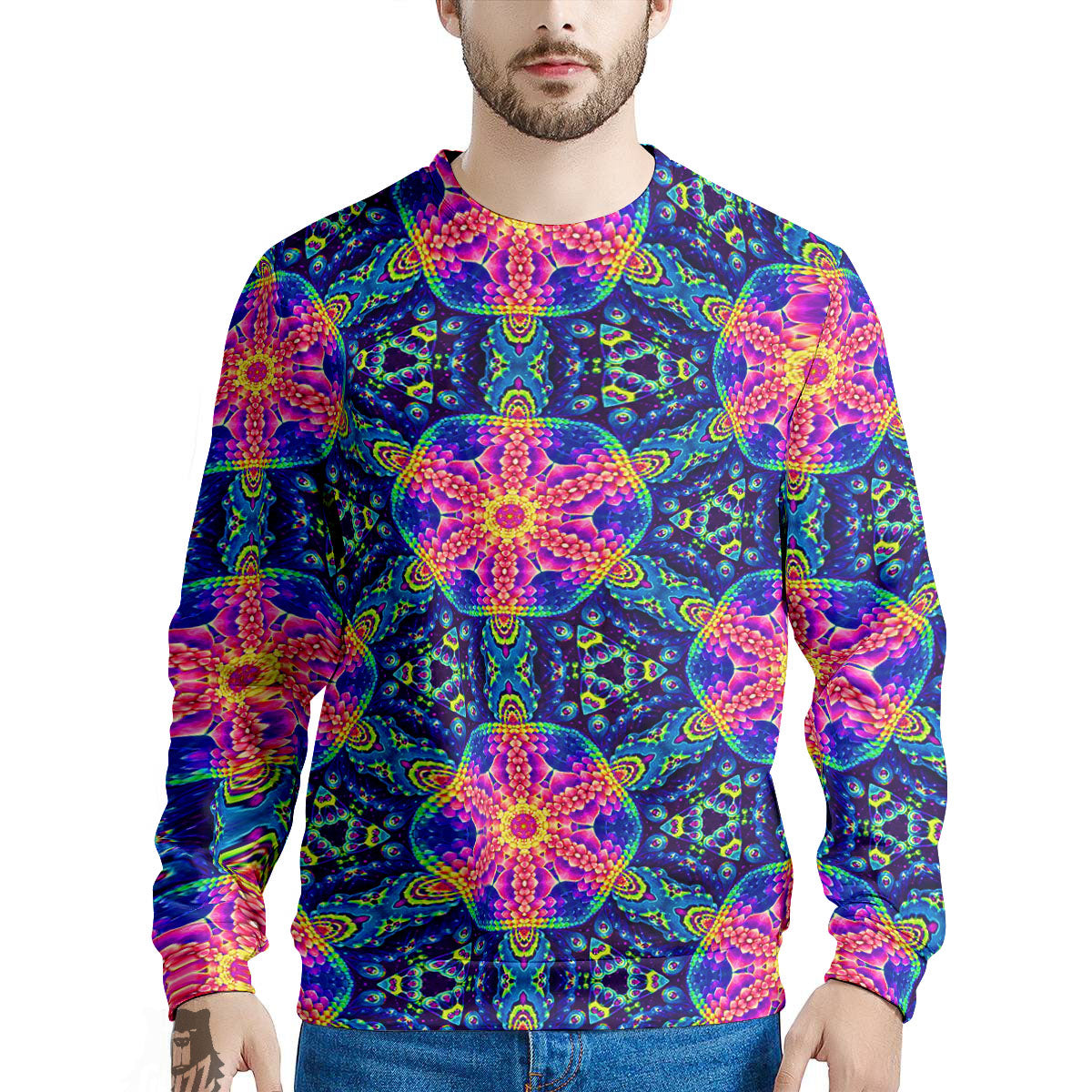 Kaleidoscope Psychedelic Print Pattern Men's Sweatshirt-grizzshop