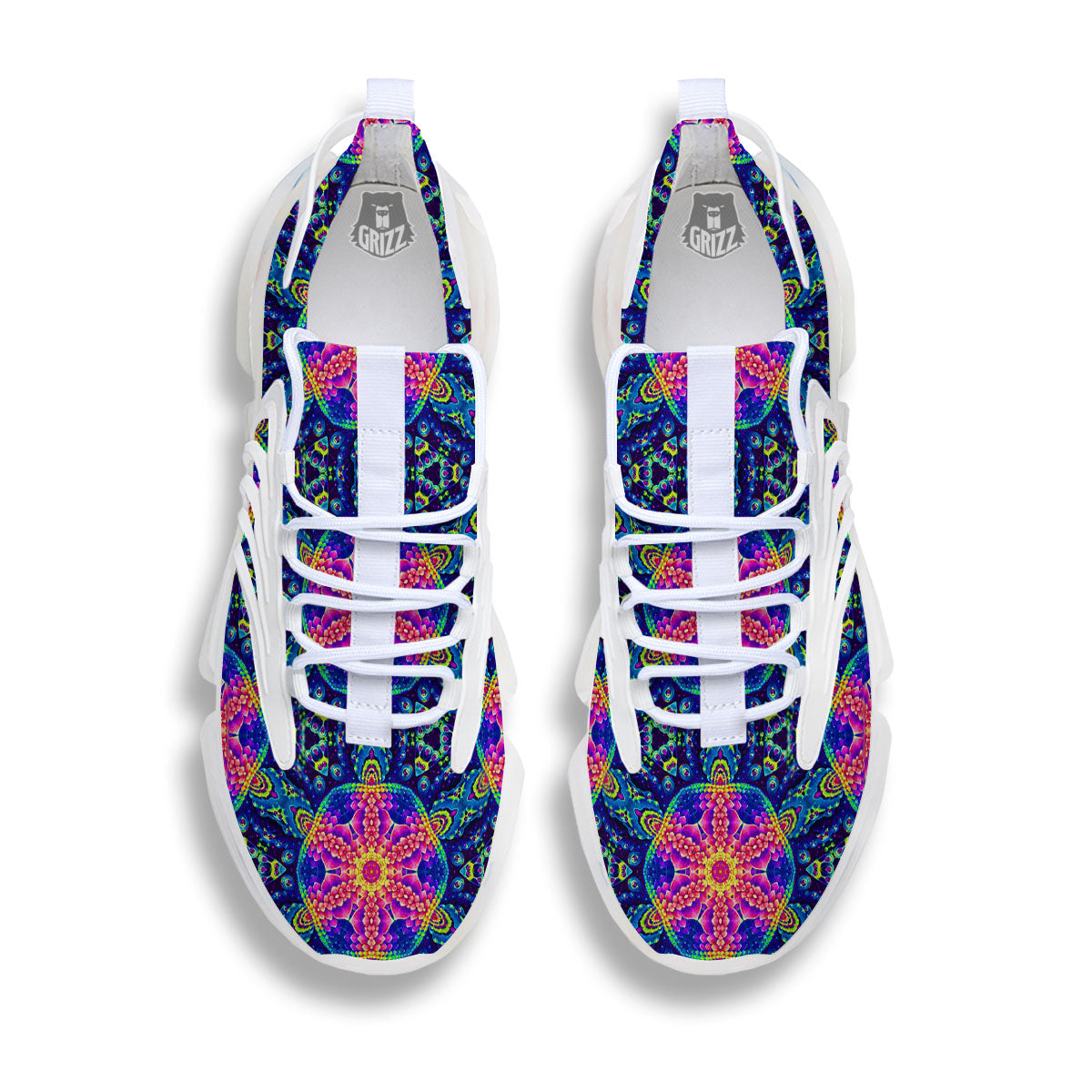 Kaleidoscope Psychedelic Print Pattern White Gym Shoes-grizzshop