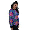 Kaleidoscope Psychedelic Print Pattern Women's Bomber Jacket-grizzshop