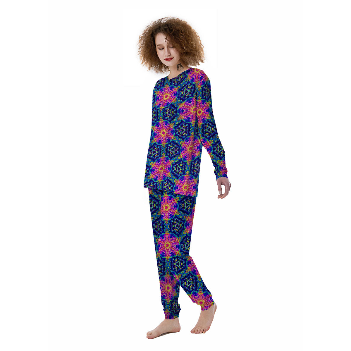 Kaleidoscope Psychedelic Print Pattern Women's Pajamas-grizzshop