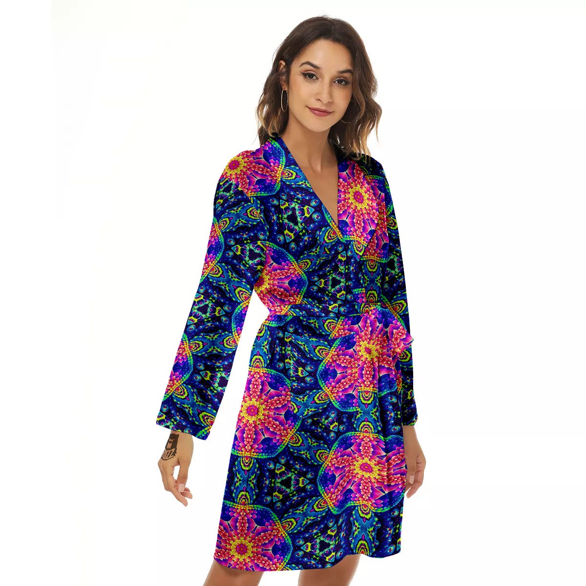 Kaleidoscope Psychedelic Print Pattern Women's Robe-grizzshop