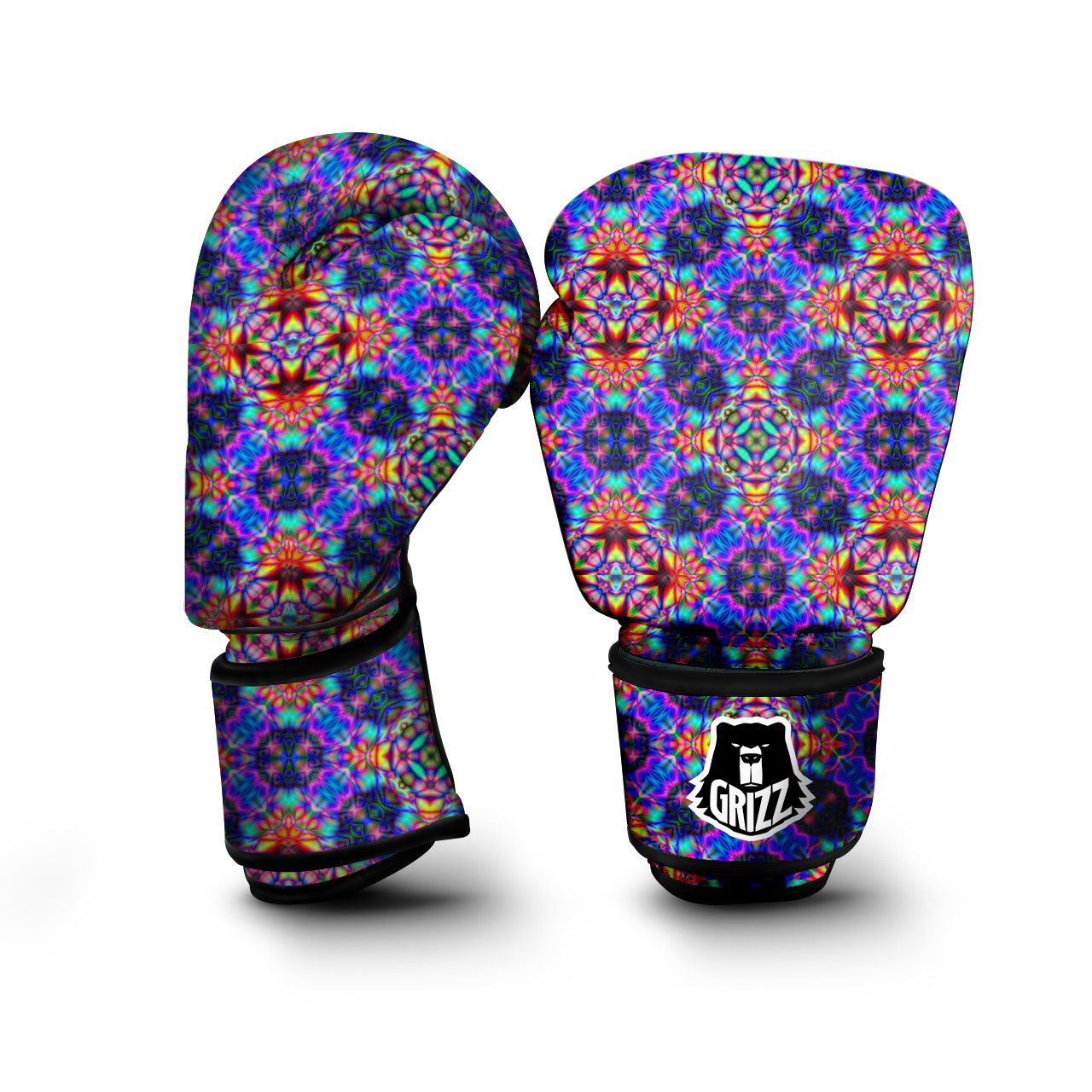 Kaleidoscope Rainbow Print Pattern Boxing Gloves-grizzshop