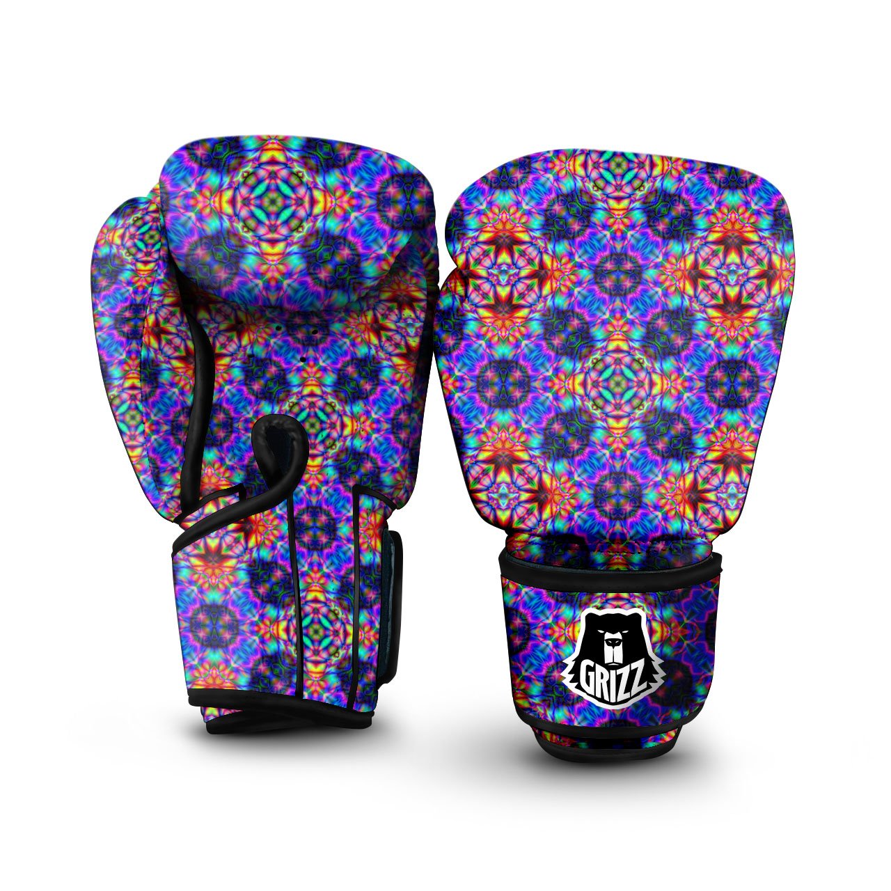 Kaleidoscope Rainbow Print Pattern Boxing Gloves-grizzshop