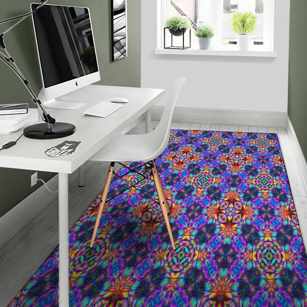 Kaleidoscope Rainbow Print Pattern Floor Mat-grizzshop