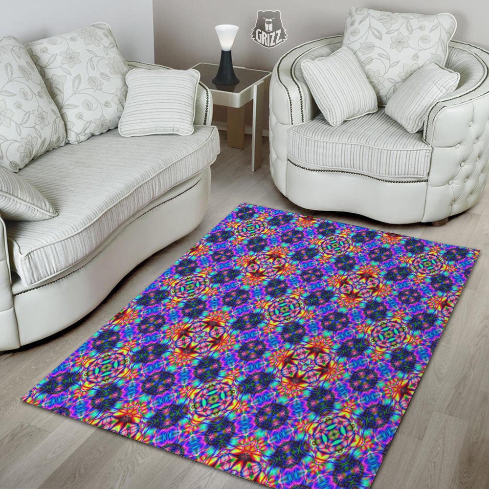 Kaleidoscope Rainbow Print Pattern Floor Mat-grizzshop