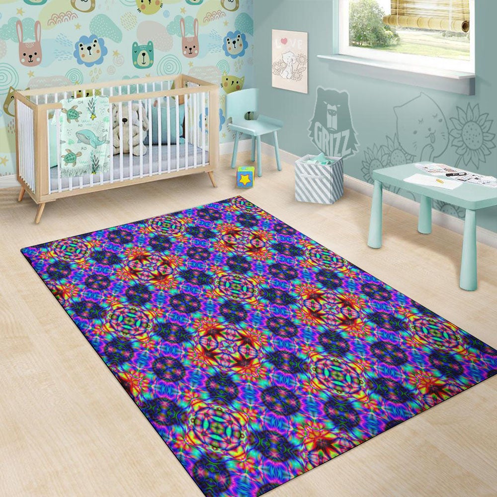 Kaleidoscope Rainbow Print Pattern Floor Mat-grizzshop